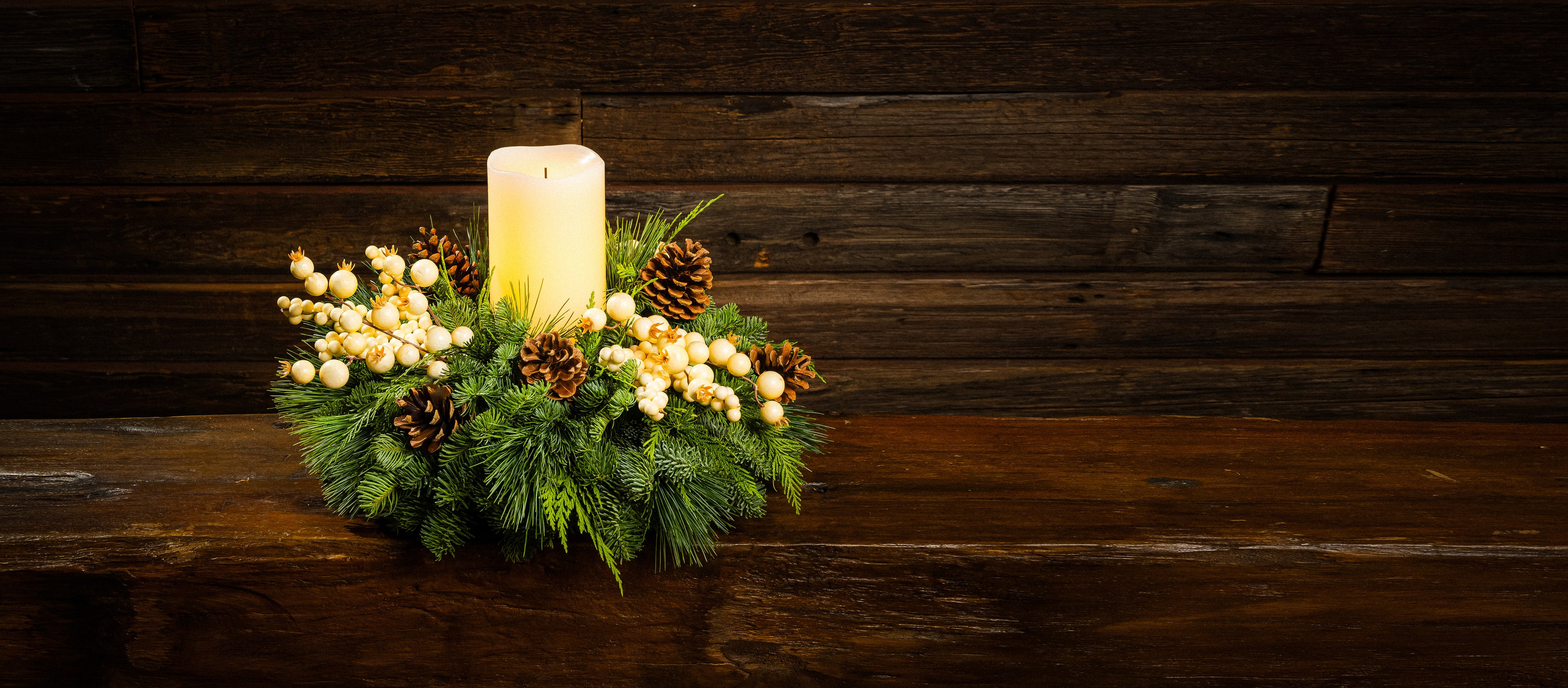 Centerpieces with LED Ivory Pillar