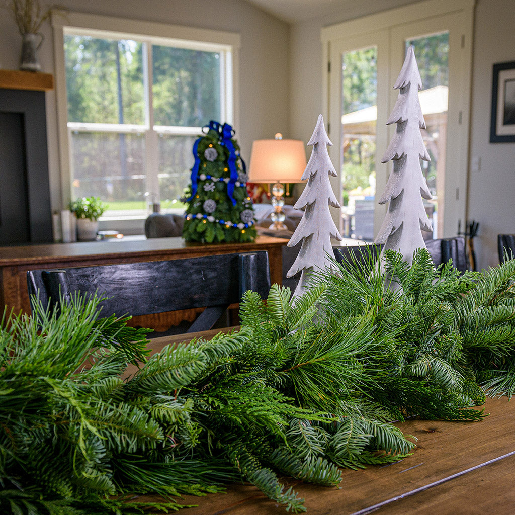 Fresh mixed garland lush combination of red and incense cedar and white pine.