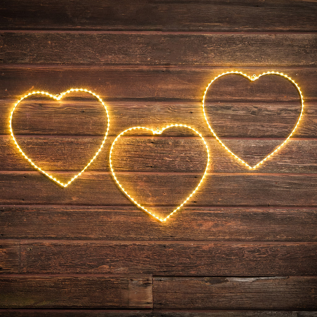 Set of 3 light up hearts