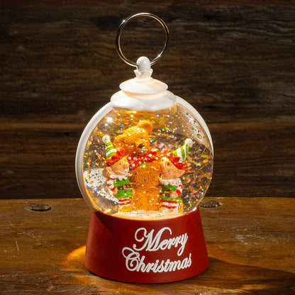 a red holiday-themed water globe