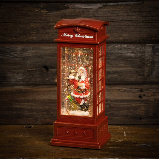 Light up phone booth globe with Santa inside