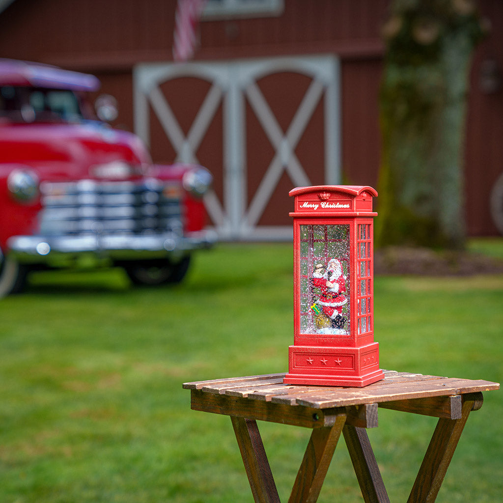 Light up phone booth globe with Santa inside