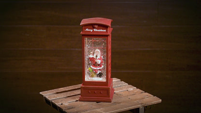 Phone Booth Santa Lighted Water Globe