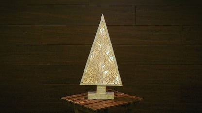 Winter Grace Lighted Wood Cut Tree