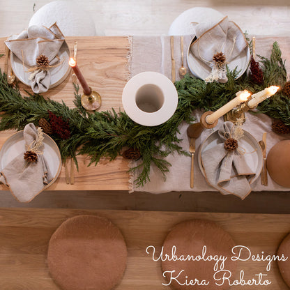 Western red cedar garland accented the dinner table.