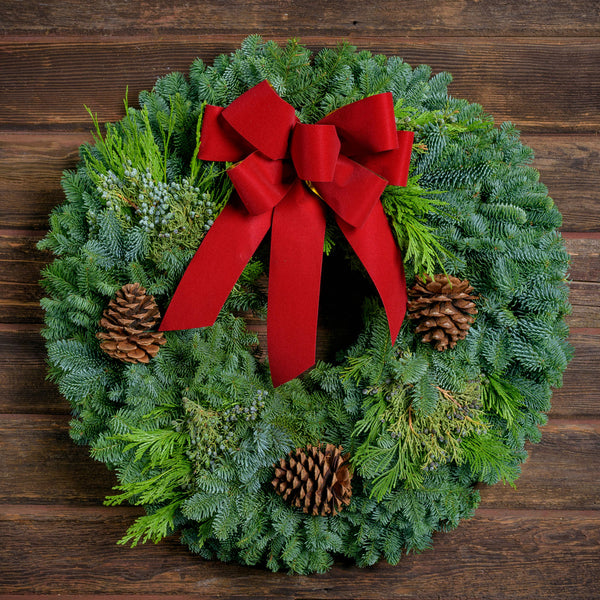 Preserved Greens Wreath (Set of 3) Three Posts Color: White